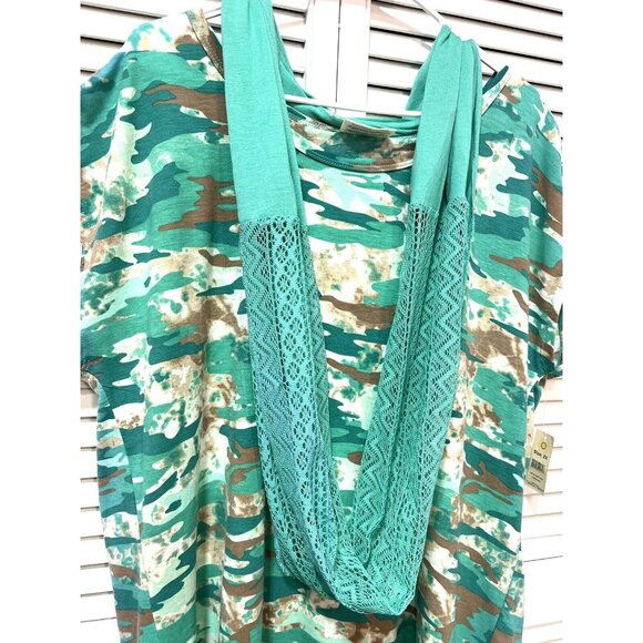 NWT bobbie brooks Women 2x knit top & scarf cap sleeves green Stretch - Picture 3 of 14